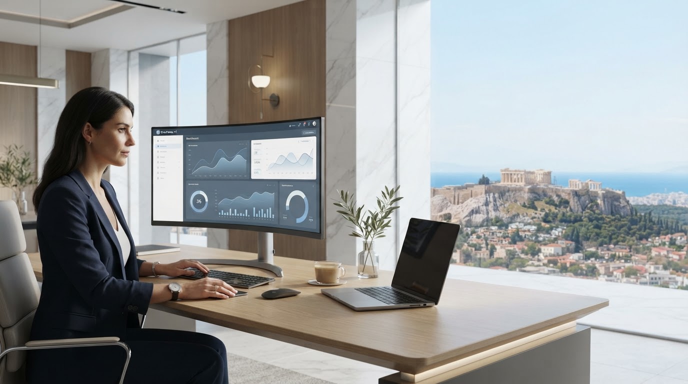 Drachmeo AI — γραφική απεικόνιση ανάλυσης δεδομένων αγοράς από τεχνητή νοημοσύνη